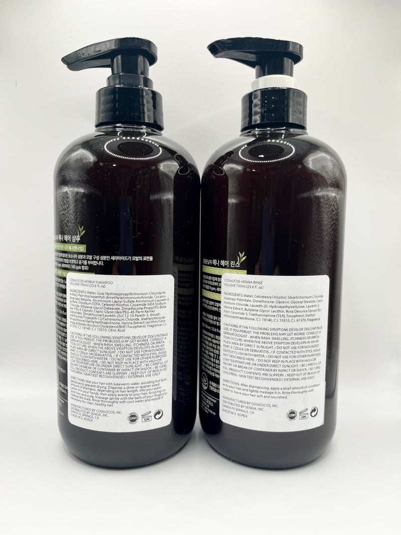 COSMOCOS Henna Hair Shampoo 700ml + Rinse 700ml - Strengthening, Nourishing, Repairing - Hair Care - Shampoo and Conditioner - Image 3